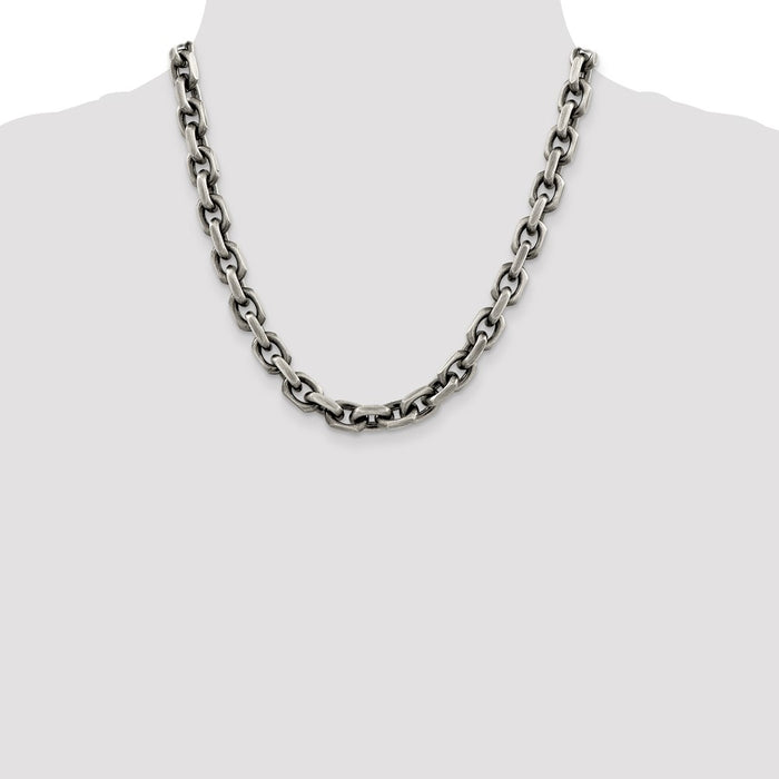 Buy Stylish 8.6mm Antiqued Sterling Silver Elongated Open Link Chain-4