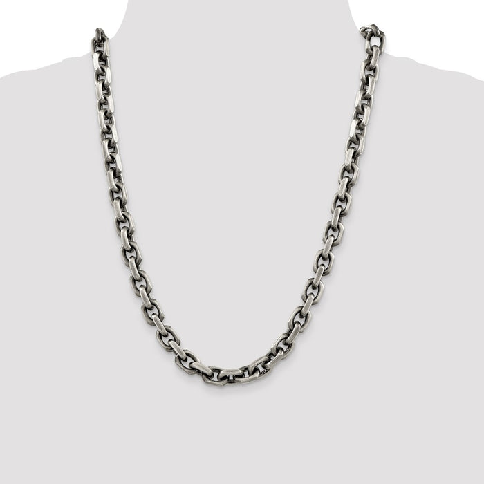 Buy Stylish Antiqued Sterling Silver 8.6mm Elongated Open Link Chain-4