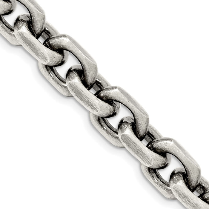 High-quality Antiqued Sterling Silver 8.6mm Elongated Open Link Chain - Stylish Design-1