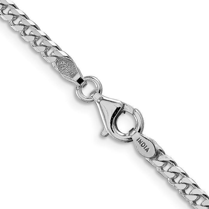 Exclusive 3.15mm Rhodium-Plated Sterling Silver Curb Chain - Stylish Value!-3