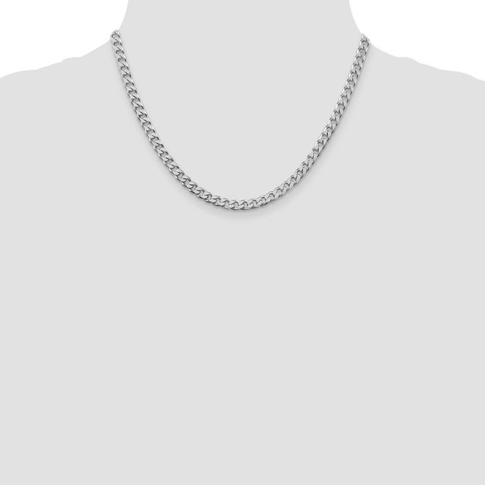 Buy Stylish 5mm Polished Curb Chain in Rhodium-Plated Sterling Silver-4