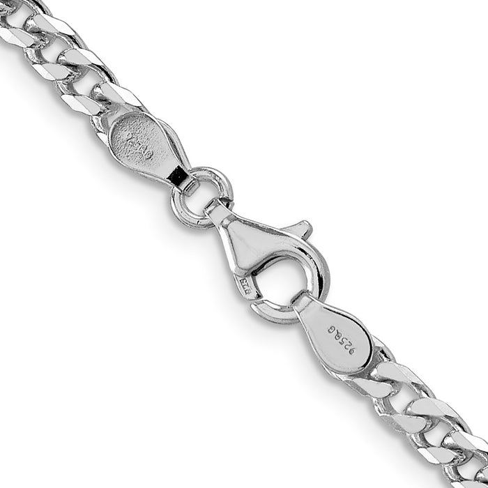 High-Quality 3.5mm Curb Chain in Rhodium-Plated Sterling Silver - Stylish Value!-3