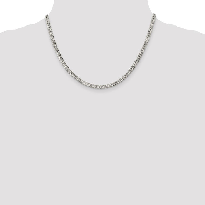 Exclusive 4.25mm Sterling Silver Double Curb Chain - Stylish 6-Sided Design-4
