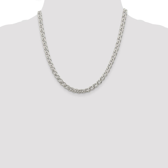 Exclusive 5.65mm Sterling Silver Double Curb Chain - Stylish 6-Sided Design-4