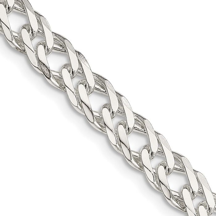 High-Quality 6.25mm Sterling Silver Double Curb Chain - Stylish Flat Design-1