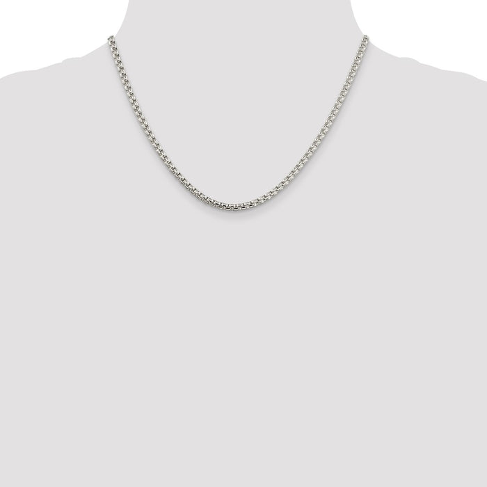 Exclusive 3.6mm Round Box Chain in Sterling Silver - Stylish & Affordable!-4