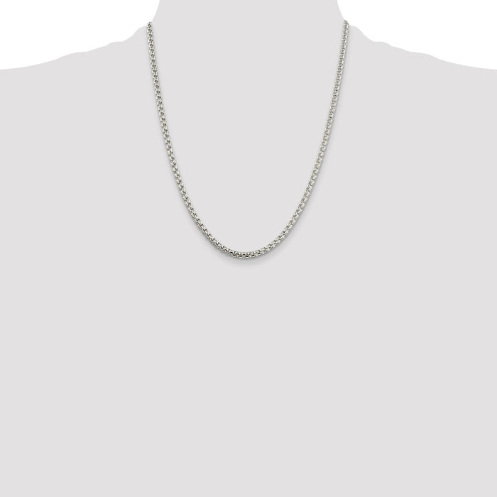 Buy 3.6mm Round Box Chain in Sterling Silver - Stylish & Affordable Jewelry-4