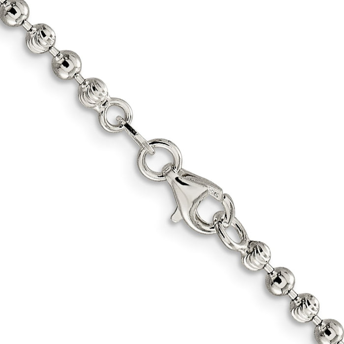 High-Quality 3mm Sterling Silver Beaded Chain - Stylish & Affordable Jewelry-3