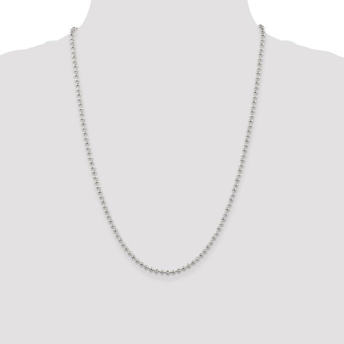 High-Quality 3mm Elegant Beaded Sterling Silver Chain - Stylish & Affordable!-4