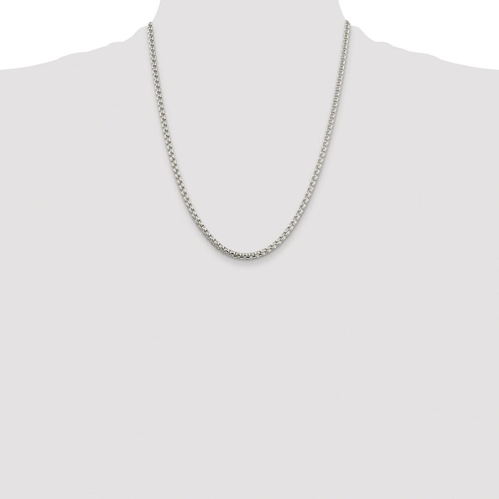 High-Quality Rhodium-Plated Sterling Silver 3.6mm Box Chain - Stylish Value-4