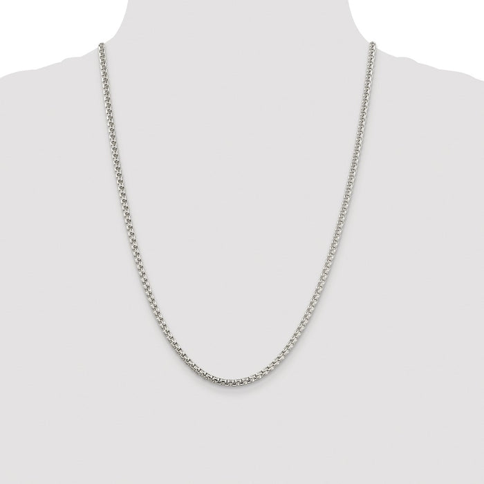 High-Quality Rhodium-Plated Sterling Silver 3.6mm Box Chain - Stylish Value!-4