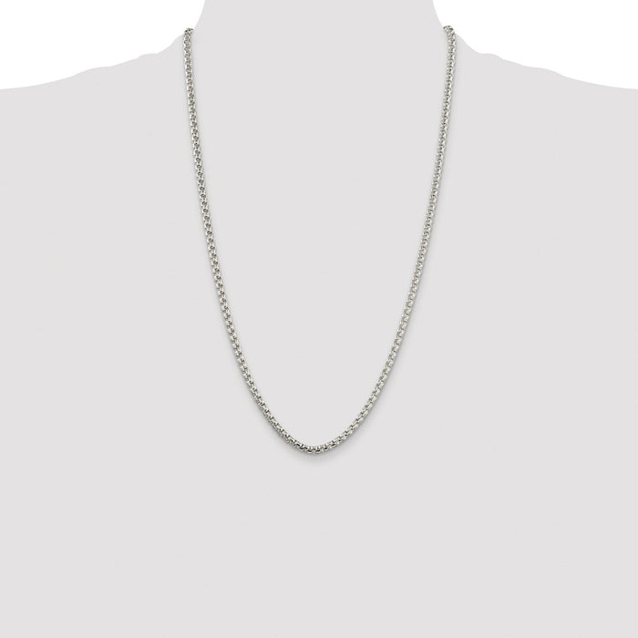 Buy Stylish Rhodium-Plated Sterling Silver 3.6mm Box Chain - Affordable Luxury!-4