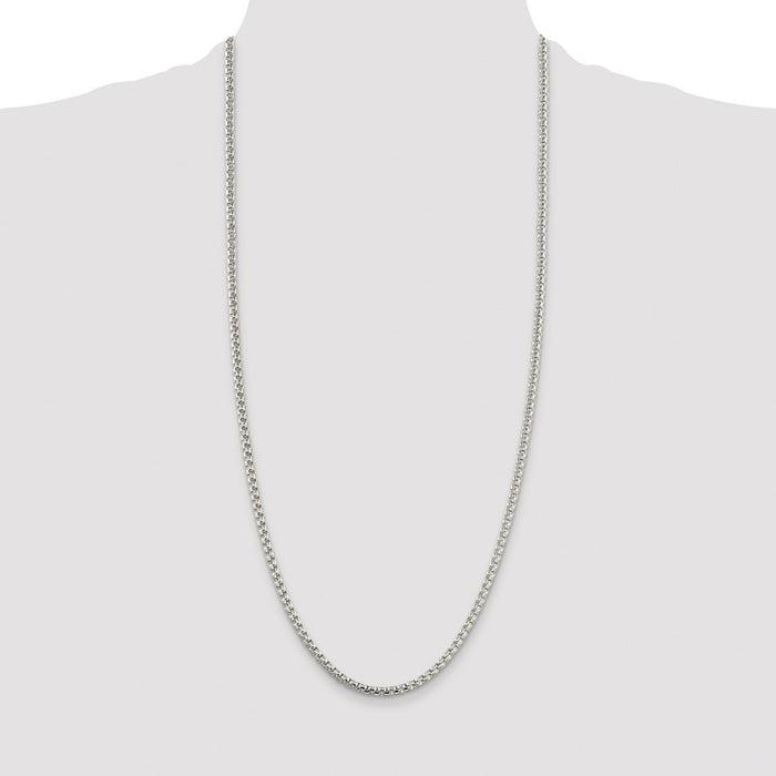 Buy Stylish Rhodium-Plated Sterling Silver 3.6mm Box Chain - Affordable Luxury-4