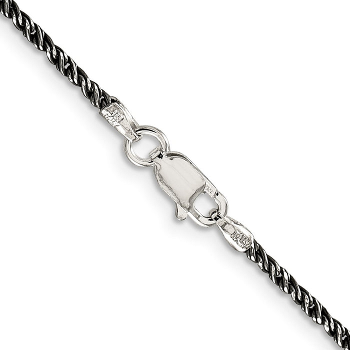 Buy Stylish Ruthenium-Plated 1.7mm Sterling Silver Wheat Chain - Luxury Value-3