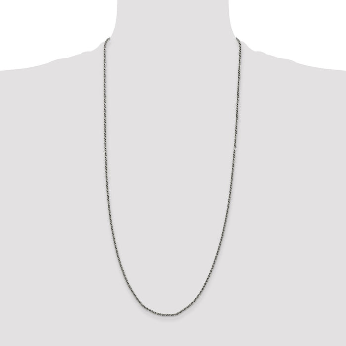 High-Quality Ruthenium-Plated Sterling Silver 1.7mm Wheat Chain - Stylish Value-4