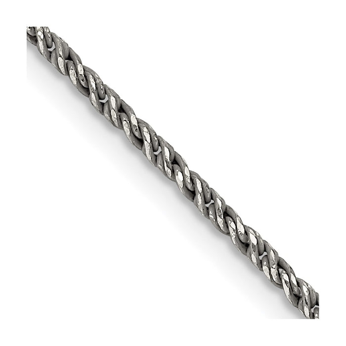 Buy Stylish Ruthenium-Plated 1.7mm Sterling Silver Wheat Chain - Luxury Value-1
