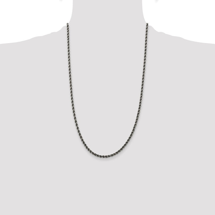 Buy Stylish 3.4mm Ruthenium-Plated Sterling Silver Rope Chain at Affordable Price-4