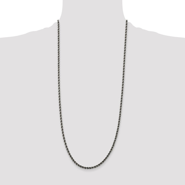 Exclusive 3.4mm Ruthenium-Plated Sterling Silver Rope Chain | Stylish Value-4