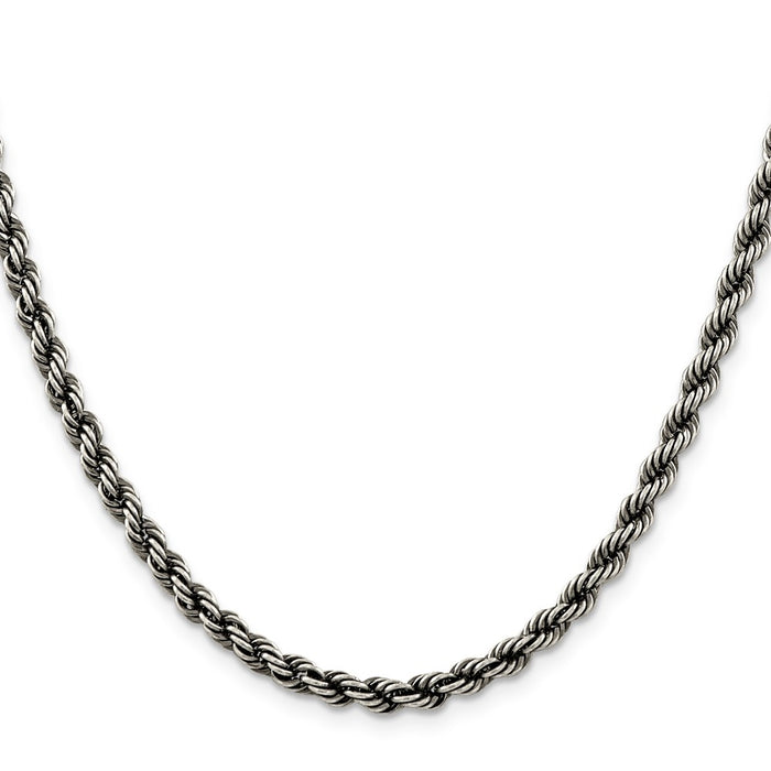 Buy Stylish 4.5mm Ruthenium-Plated Sterling Silver Rope Chain - Affordable Luxury-2