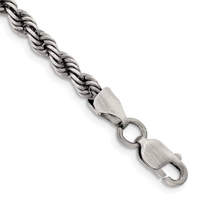 Exclusive 4.5mm Ruthenium-Plated Sterling Silver Rope Chain - Stylish Value!-1