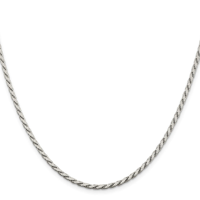 Buy 2.5mm Flat Rope Chain in Sterling Silver - Stylish & Affordable Jewelry!-2