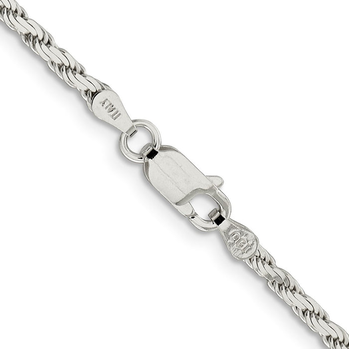 High-Quality 2.5mm Sterling Silver Flat Rope Chain - Stylish and Affordable!-3