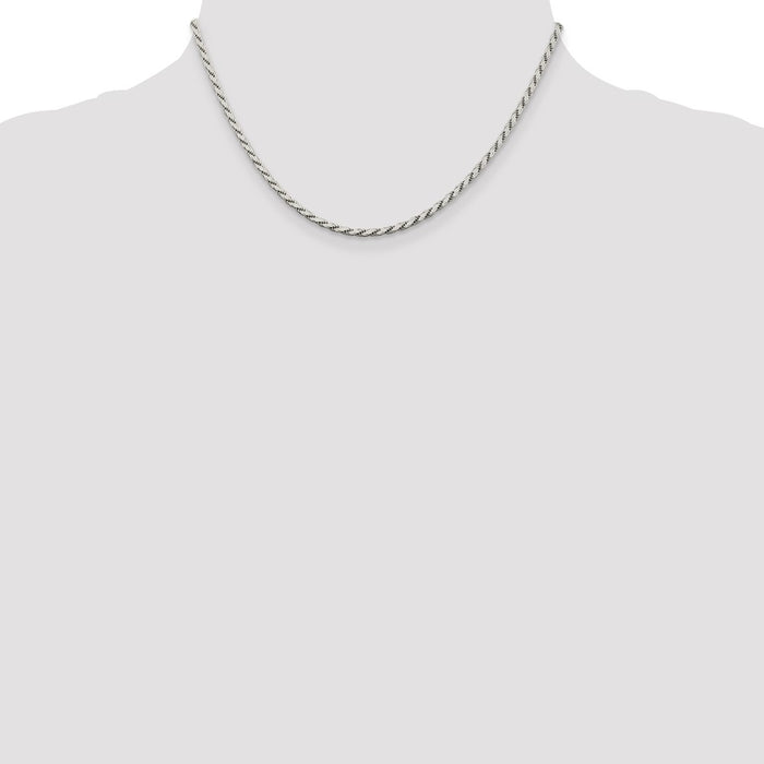 Buy Stylish 2.5mm Sterling Silver Flat Rope Chain - Luxury Meets Value!-4