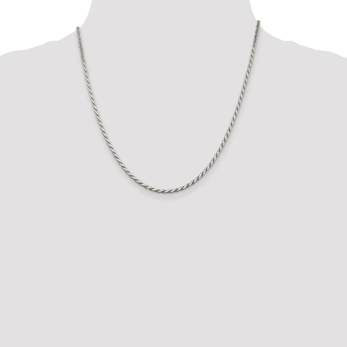 High-Quality 2.5mm Sterling Silver Flat Rope Chain - Stylish and Affordable!-4