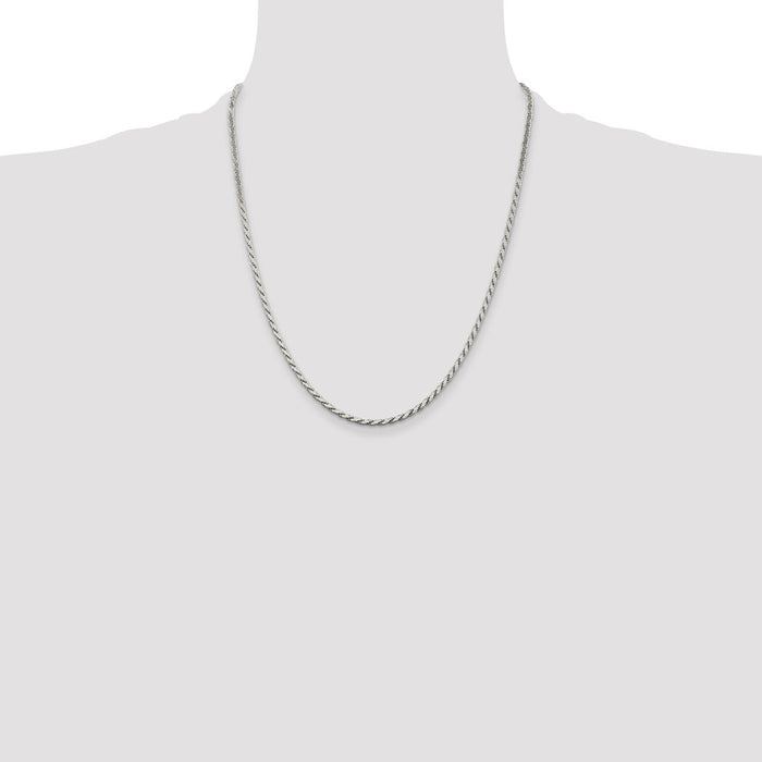 Buy 2.5mm Flat Rope Chain in Sterling Silver - Stylish & Affordable Jewelry!-4