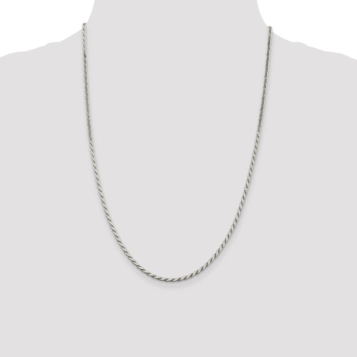 Buy Stylish 2.5mm Sterling Silver Flat Rope Chain - Affordable Luxury Jewelry-4