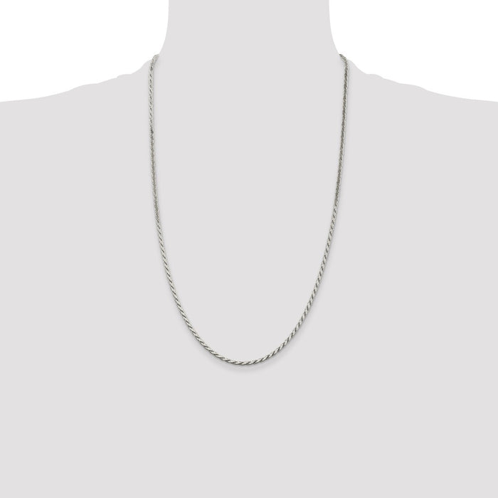 High-Quality 2.5mm Sterling Silver Flat Rope Chain - Affordable Luxury Accessory-4