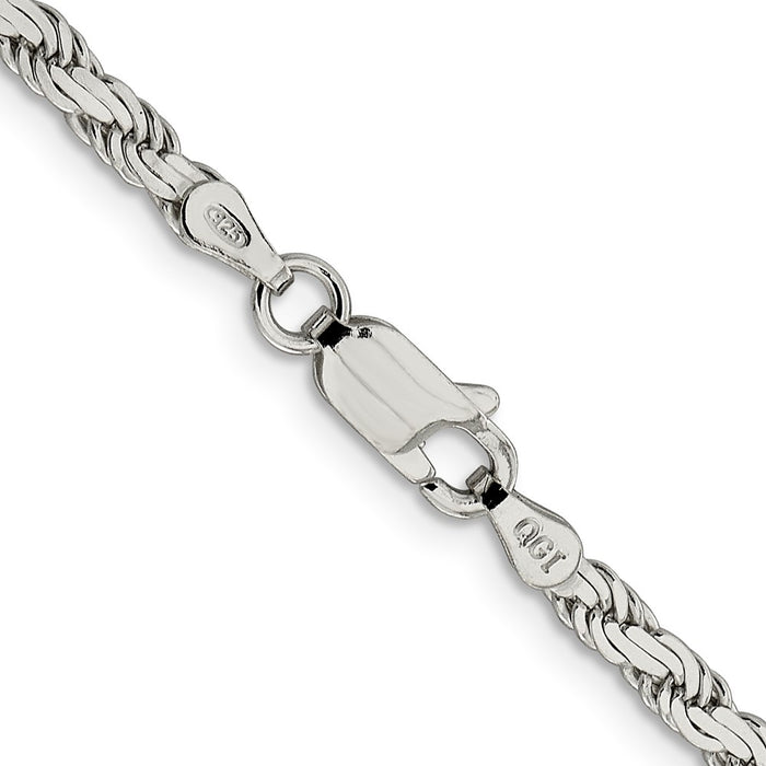 Buy Exclusive 3.1mm Flat Rope Chain in Sterling Silver - Stylish & Affordable!-3