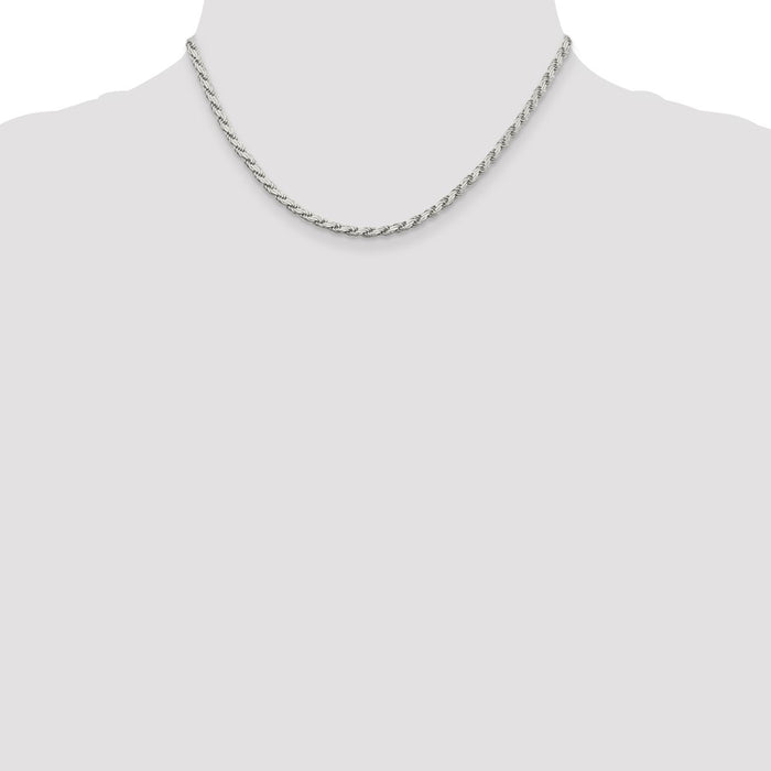 Buy Stylish 3.1mm Flat Rope Chain in Sterling Silver - Affordable Luxury-4