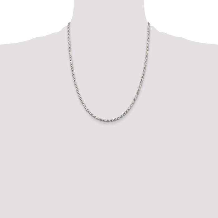 Buy Exclusive 3.1mm Flat Rope Chain in Sterling Silver - Stylish & Affordable!-4