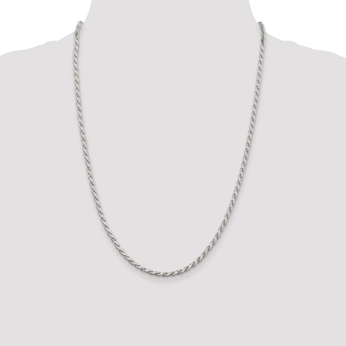 Buy Stylish 3.1mm Flat Rope Chain in High-Quality Sterling Silver-4