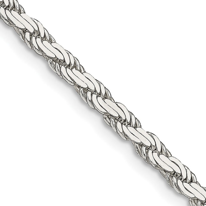 Buy Stylish 3.1mm Flat Rope Chain in Sterling Silver - Affordable Luxury-1