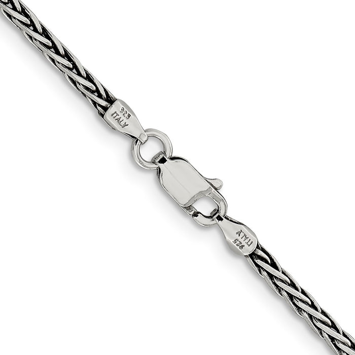 High-Quality Antiqued Sterling Silver 2.2mm Solid Square Spiga Chain - Stylish Value!-3