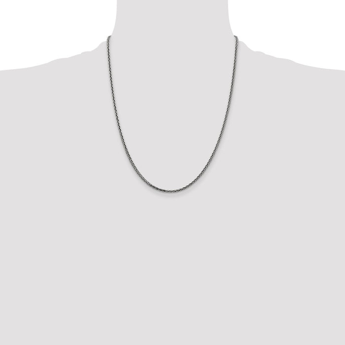 Buy Stylish Antiqued Sterling Silver 2.2mm Solid Square Spiga Chain-4