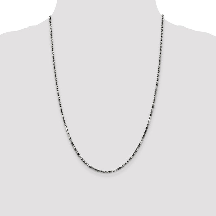 High-Quality Antiqued Sterling Silver 2.2mm Solid Square Spiga Chain - Stylish Value!-4