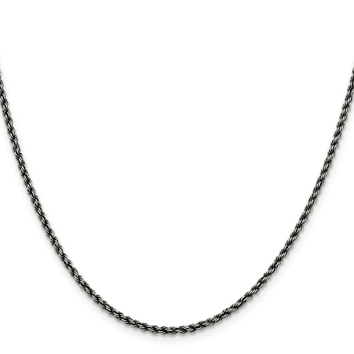 Buy Stylish 2.3mm Ruthenium-Plated Sterling Silver Rope Chain - Luxury Value-2
