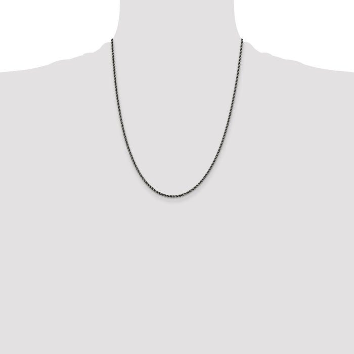 Buy Stylish 2.3mm Sterling Silver Rope Chain - High-Quality Ruthenium-Plated Value-4