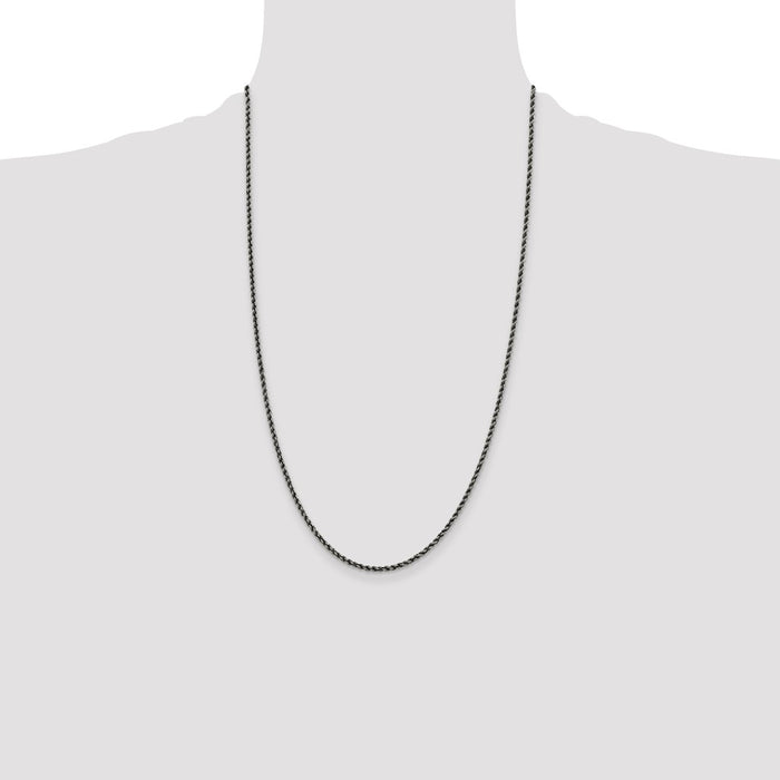 High-Quality 2.3mm Sterling Silver Rope Chain - Affordable Ruthenium-Plated Style-4