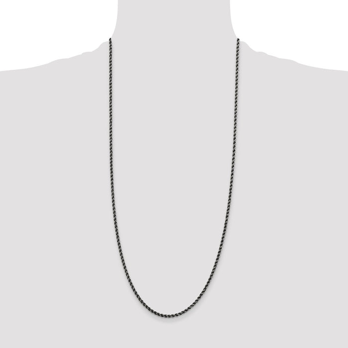 Exclusive 2.9mm Ruthenium-Plated Sterling Silver Rope Chain - Stylish Value-4