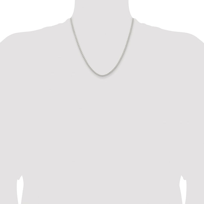 Buy Stylish Rhodium-Plated Sterling Silver 2.6mm Round Box Chain - Affordable Luxury-4