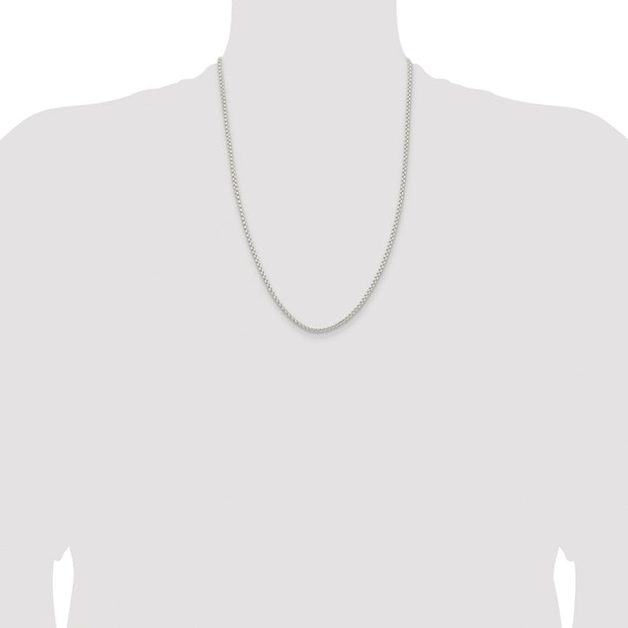 Exclusive Rhodium-Plated Sterling Silver 2.6mm Round Box Chain - Stylish Value-4