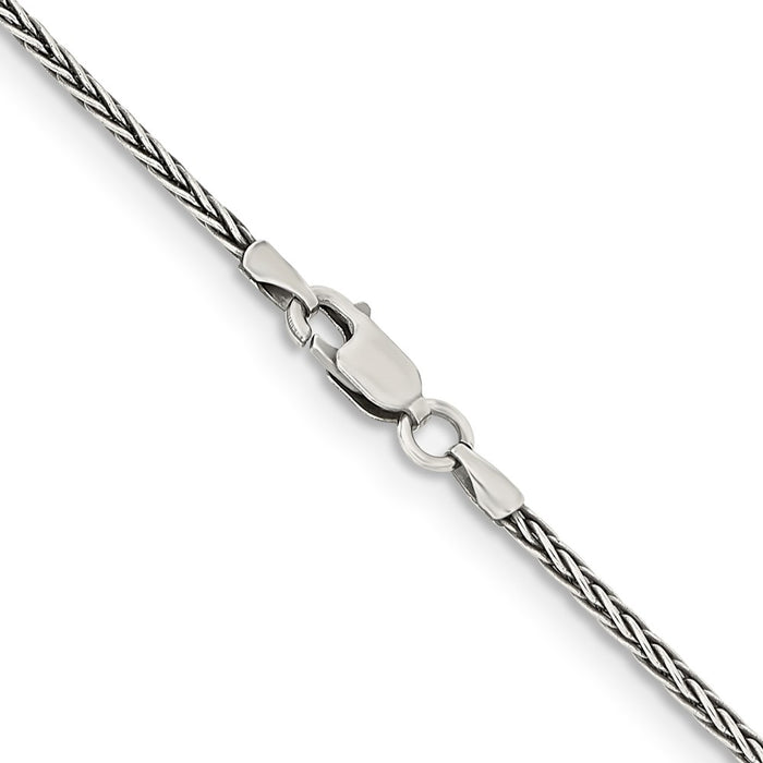 Buy Exclusive Antiqued Sterling Silver 1.6mm Solid Square Spiga Chain - Stylish Value-3
