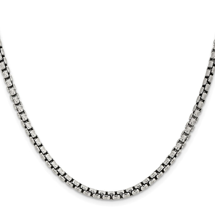 High-Quality Antiqued Sterling Silver 3.6mm Round Box Chain - Stylish Value!-2