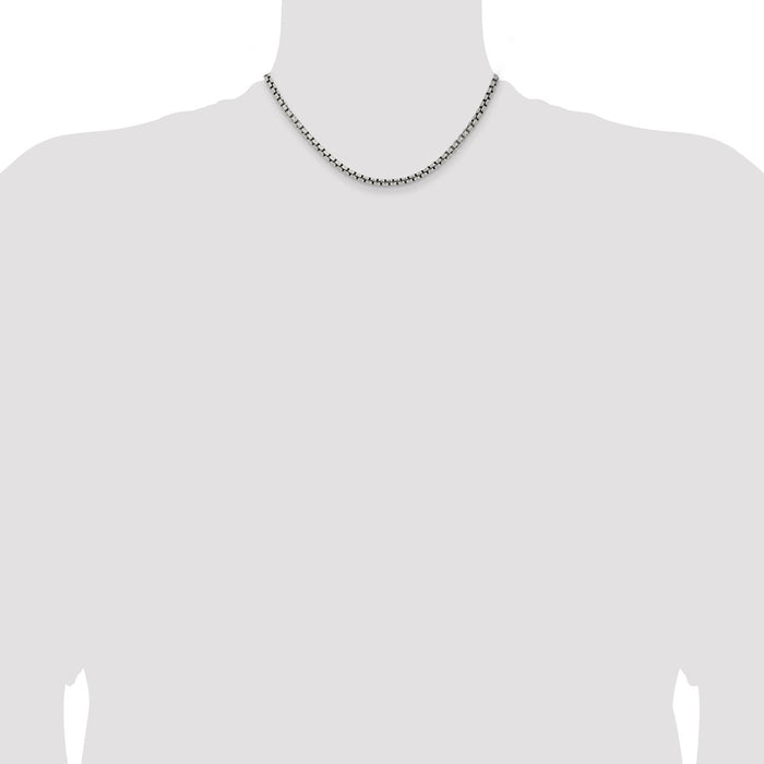 Buy Stylish Antiqued Sterling Silver 3.6mm Round Box Chain - Affordable Luxury!-4