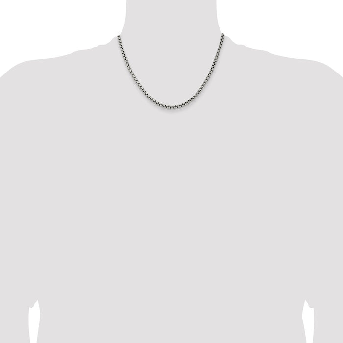 High-Quality Antiqued Sterling Silver 3.6mm Round Box Chain - Stylish Value!-4