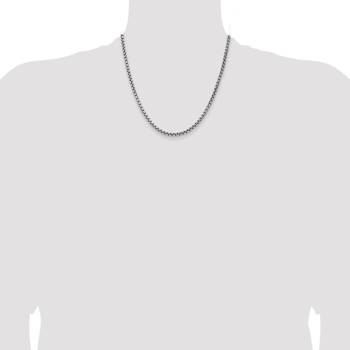 Exclusive Antiqued Sterling Silver 3.6mm Box Chain - Stylish & Affordable-4